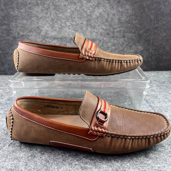 Mens 11 Bruno Marc Brown Driving Loafers Casual Comfy Slip-On Shoes Rubber Soles - Picture 3 of 10